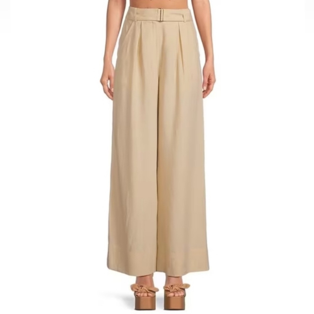 Gianni Bini x Jess Southern Lyocell/Linen “Tally” Wide Leg Pant in Khaki NEW - Picture 1 of 9